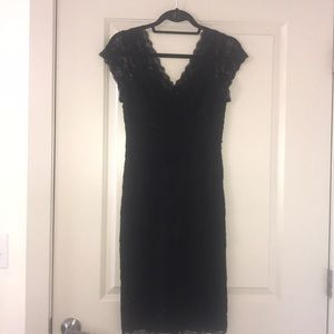 MARINA - Black lace cocktail dress 4 (cap-sleeve)